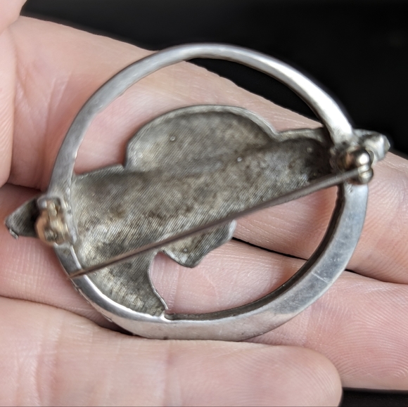 Mid Century Style Cut Out Pewter Lady in a Brimmed Hat Brooch - Picture 8 of 10